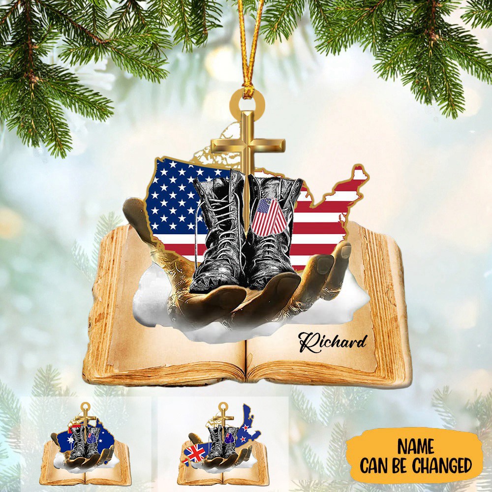 Custom Jesus Hands Holding Veteran Ornament Veteran Memorial Ornaments For Christmas Tree
