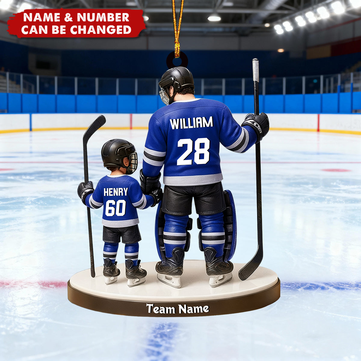 Personalized Hockey Ornament: Dad and Son Christmas Gift, Team Jersey