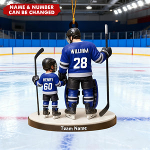 Personalized Hockey Ornament: Dad and Son Christmas Gift, Team Jersey