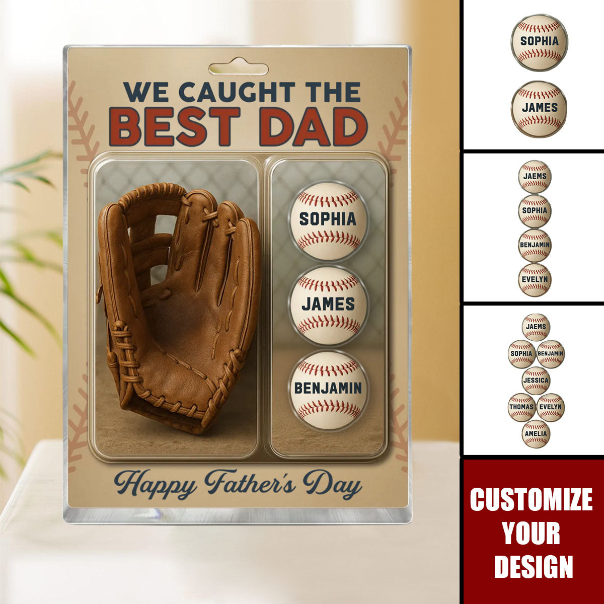We Caught The Best Dad Grandpa Baseball & Glove - Personalized Acrylic Block Plaque