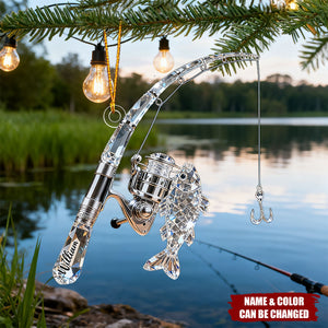 Personalized Fishing Rod Ornament, Gift for Fishing Lover