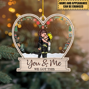 Christmas Doll Couple Hugging, You & Me We Got This Personalized Ornament