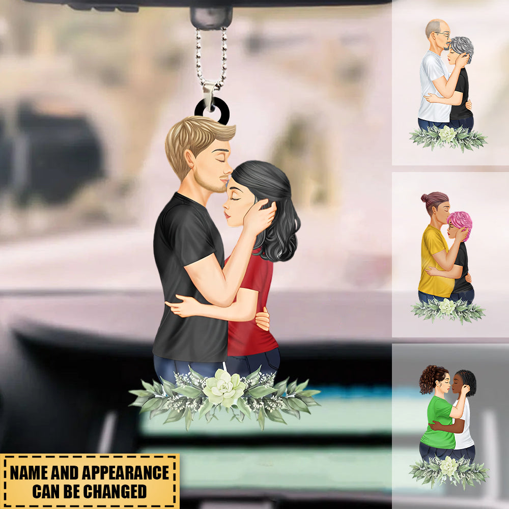 Couple Hugging Kissing Personalized Ornament - Anniversary Gift For Couples