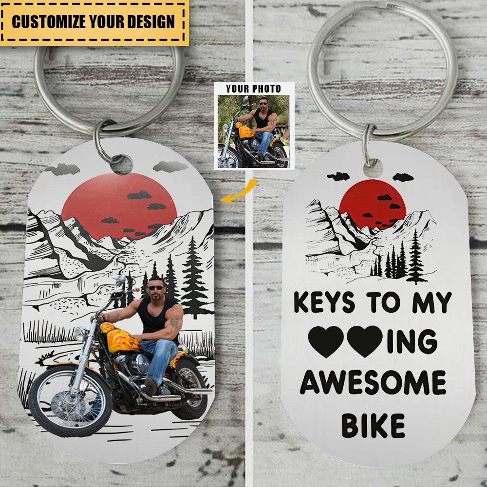 My Awesome Bike - Personalized Stainless Steel Photo Keychain
