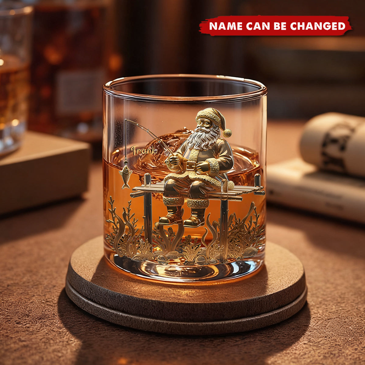 Santa’s Fishing Time Drinking Glass - Personalized Gift For Fishing Lovers