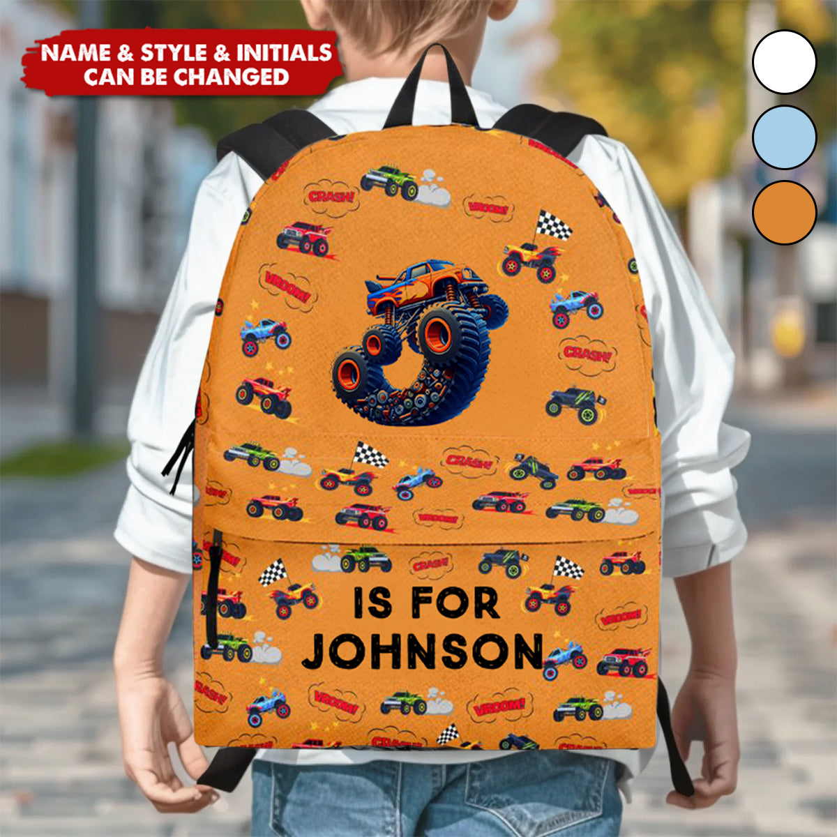 Monster Truck Astronaut Alphabet Gift For Kids - Personalized Kid Backpack