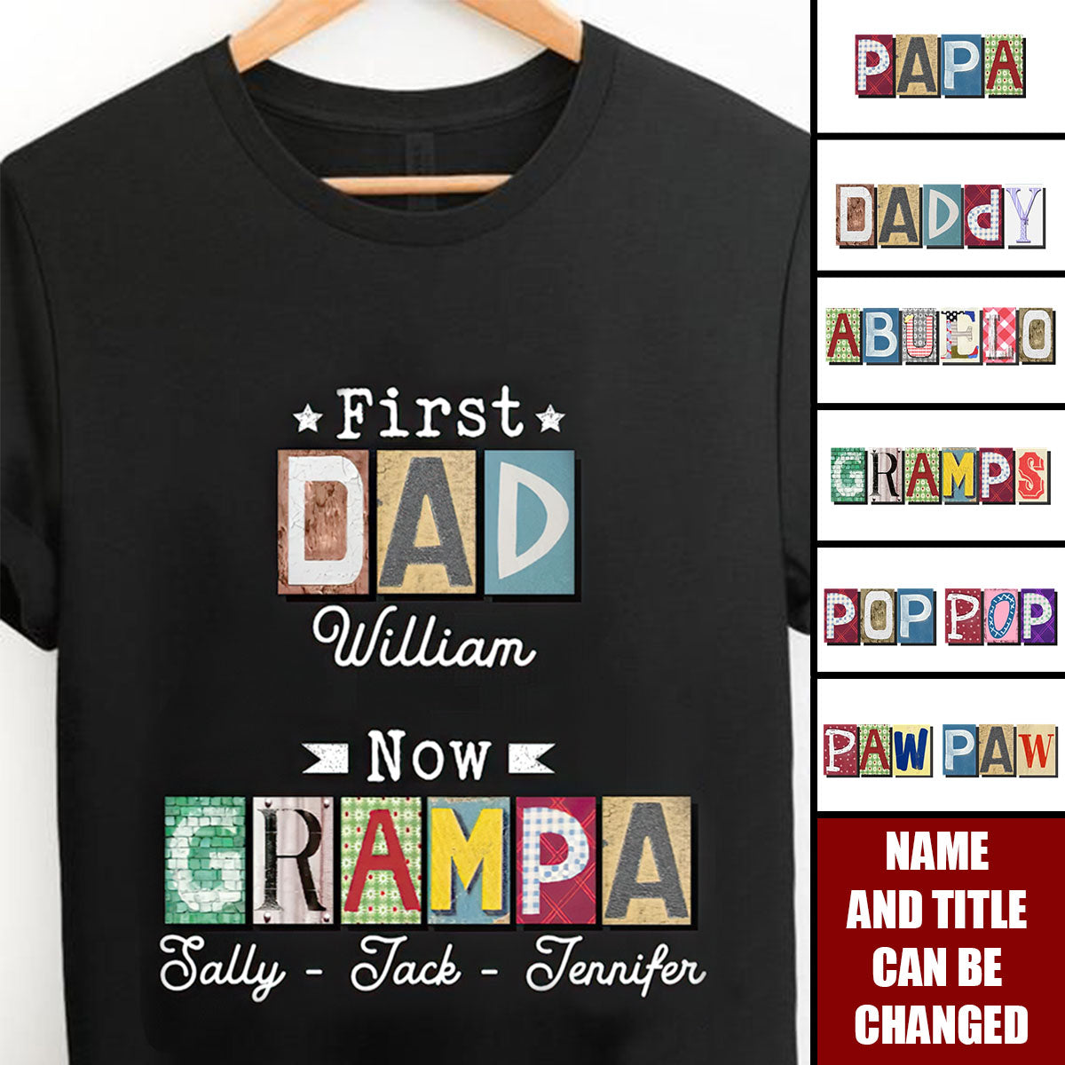 Personalized First Dad Now Grandpa T-Shirt