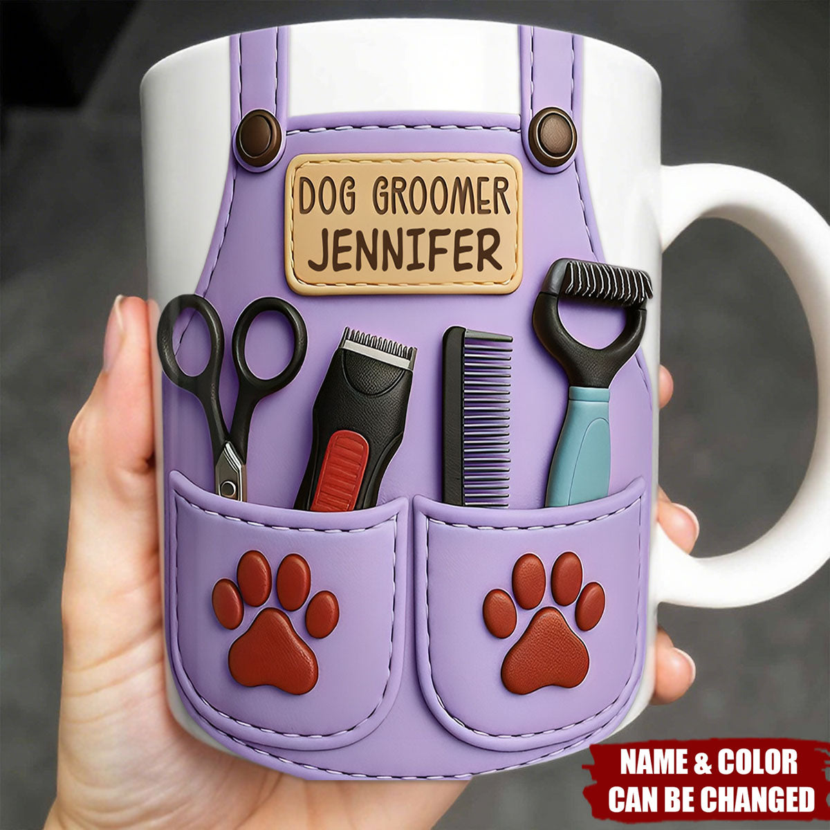 Celebrate Your Favorite Dog Groomer Scissors And Paw Prints Personalized Mug