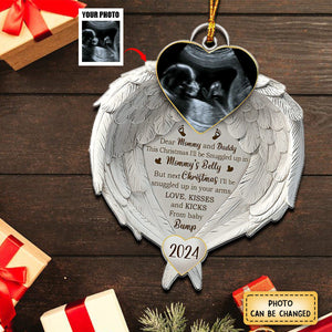 Custom Photo Baby Will Be Snuggled In The Belly Of Mommy - Personalized Acrylic Ornament