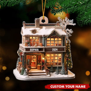 Personalized Bookstore Ornament, Book Lover Gifts, Librarian Ornament, Custom Name Bookshop Acrylic Ornament