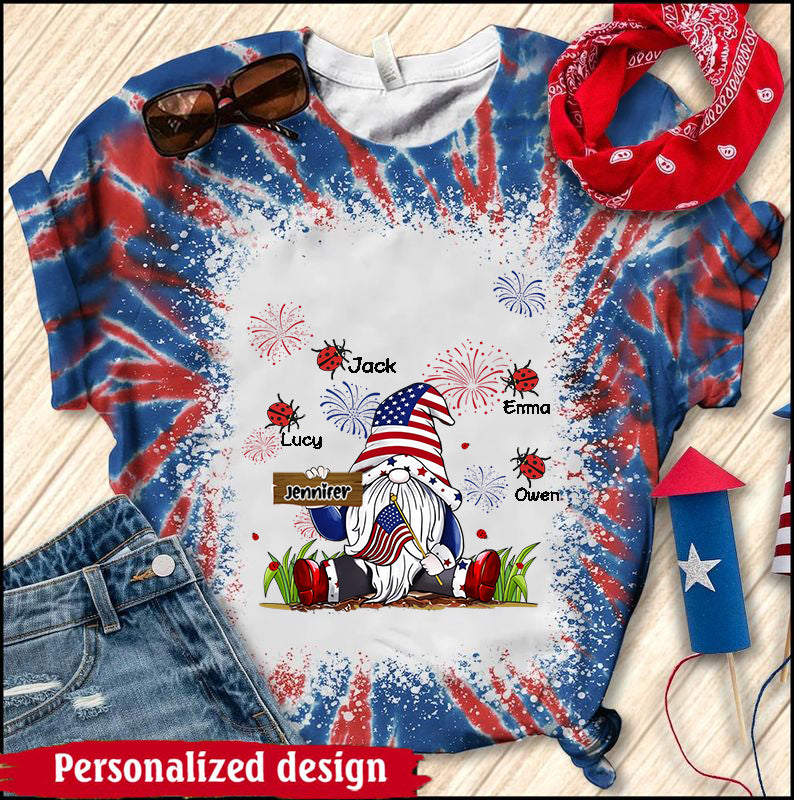 Happy 4th July Dwarf With Ladybugs Grandma Personalized 3D T-shirt, US Independence Day Gift for Nana, Grandma, Grandmother, Grandparents