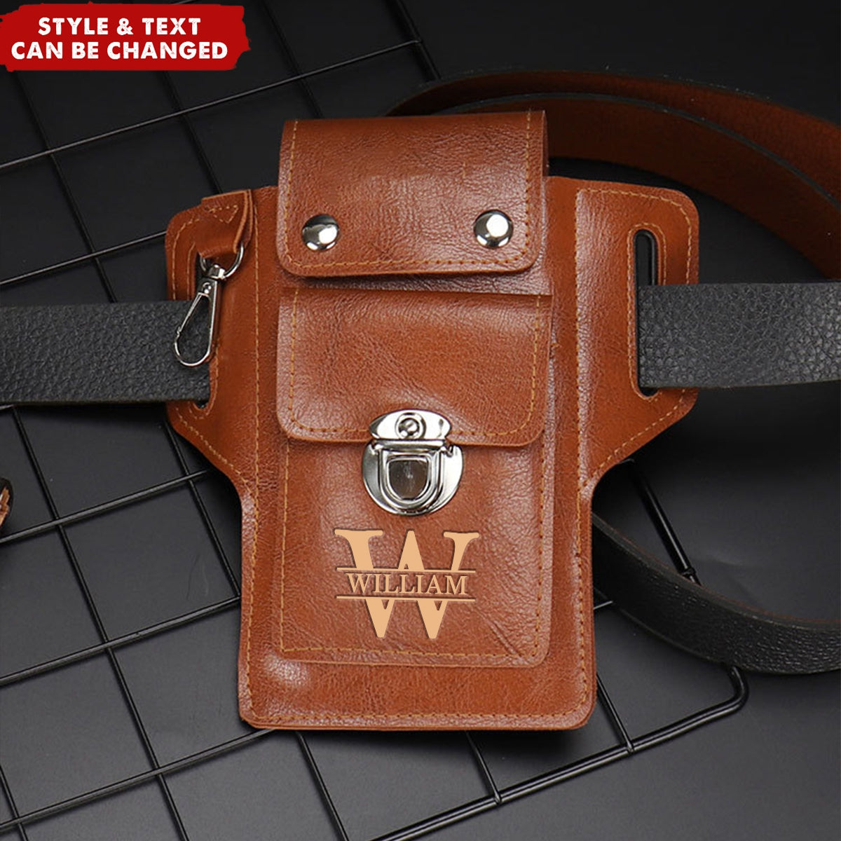 Personalized PU Leather Card Pouch Holsters Phone Waist Bag
