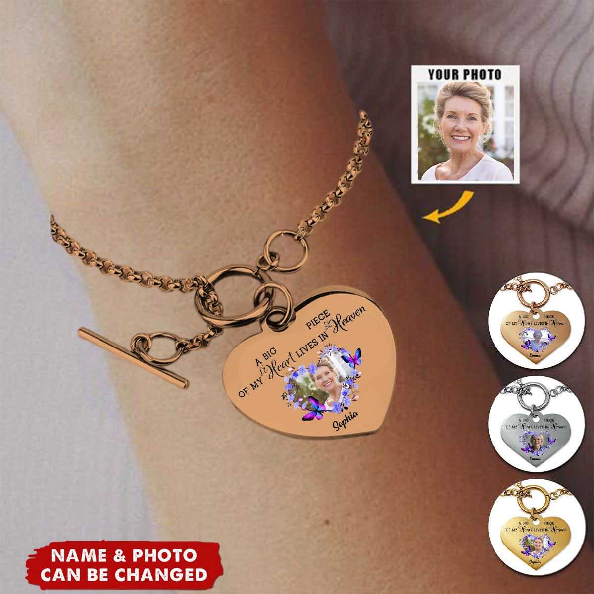 A Big Piece Of My Heart - Personalized Photo Heart Bracelet