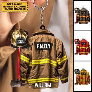 Personalized Acrylic Keychain With Firefighter Uniform Design – Ideal Firefighter Gift