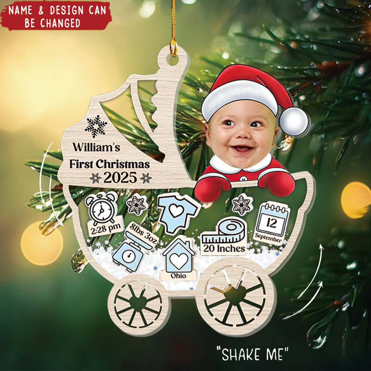 Custom Photo Christmas Santa Baby - Personalized Custom Acrylic Shaker Ornament