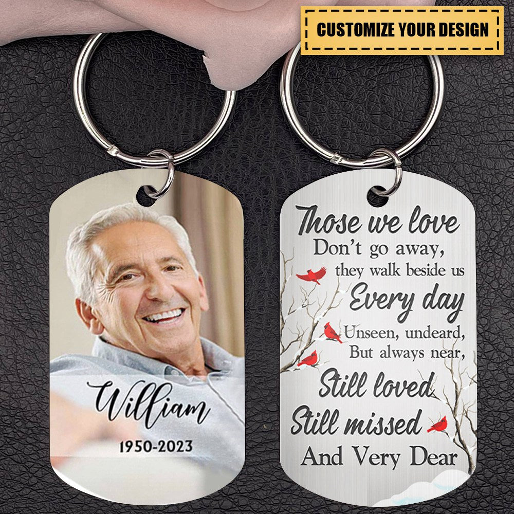 Custom Photo Those We Love Don't Go Away - Memorial Gift - Personalized Stainless Steel Keychain