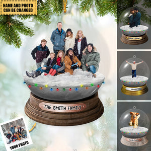 Personalized Custom Photo Crystal Ball Ornament - Christmas Gift For Family