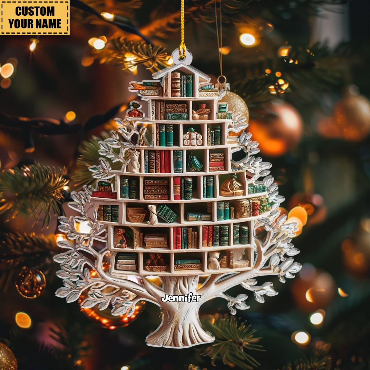 Personalized Christmas Book Tree Ornament, Book Lover Gift, Bookworm Gifts,  Christmas Gift