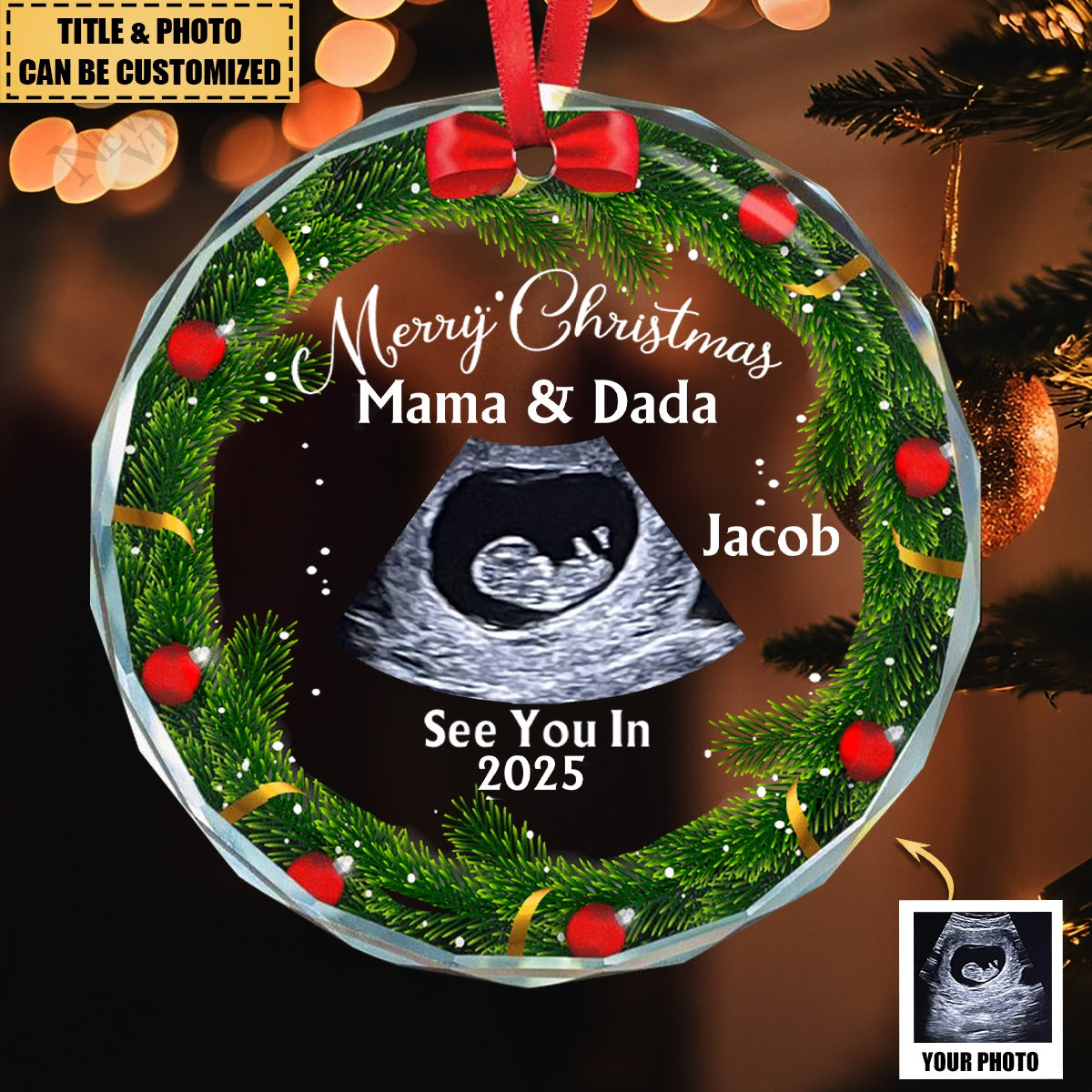 See You In Next Year - Personalized Glass Photo Ornament