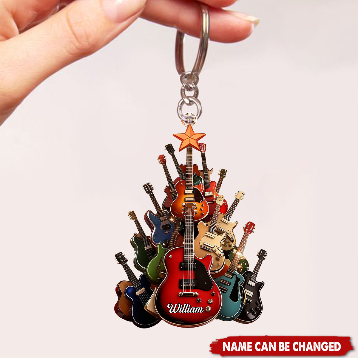 Electric Guitar Tree, Personalized Musician Acrylic Keychain