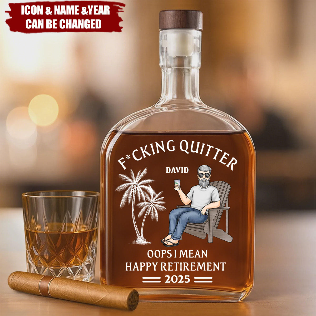 Officially Done - Coworker Personalized Whiskey Bottle - Appreciation, Retirement Gift