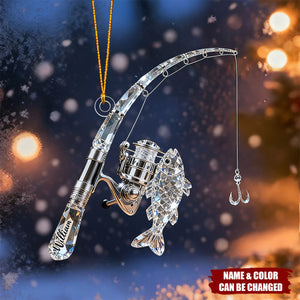 Personalized Fishing Rod Ornament, Gift for Fishing Lover