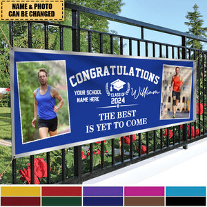 Personalized Congratulations Graduation Banner with 2 Pictures