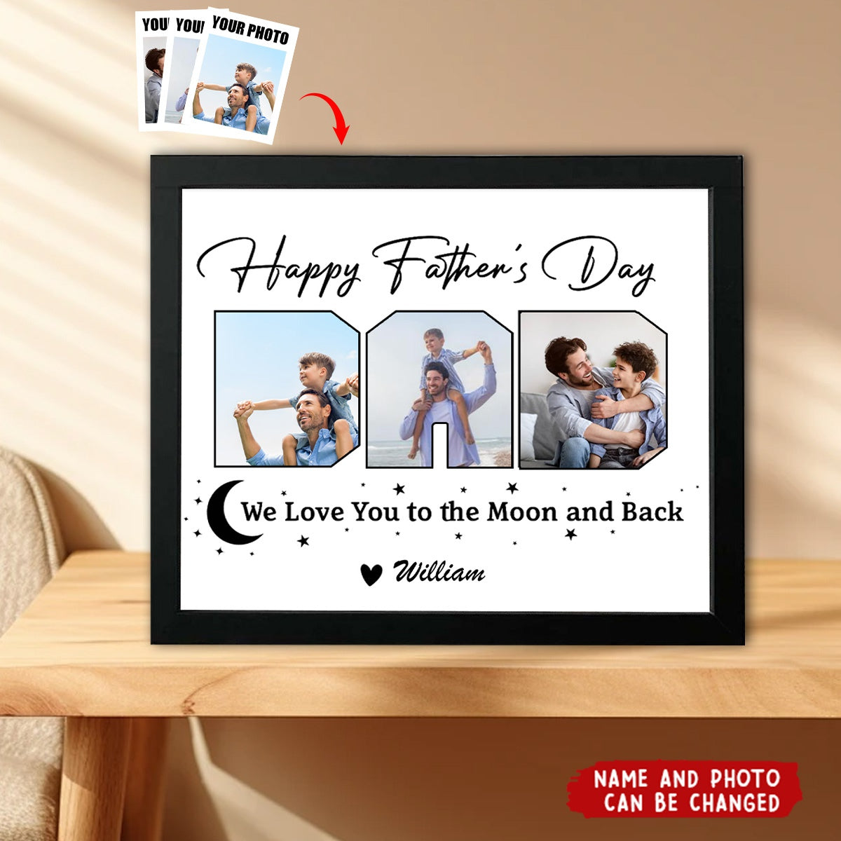 Custom Photo Happy Father's Day We Love You To The Moon And Back Picture Frame