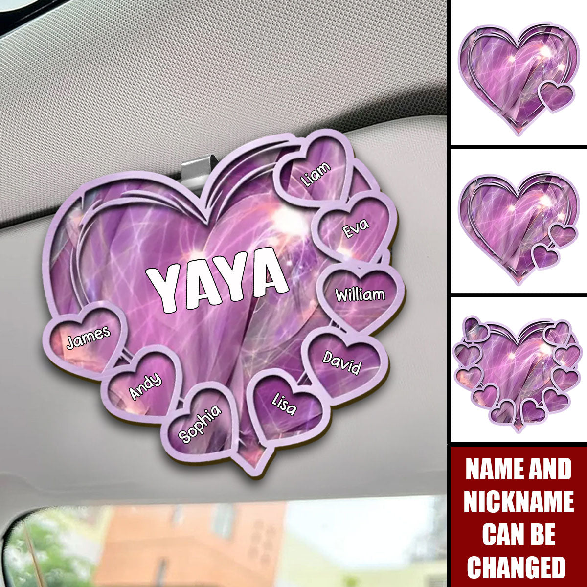 My Kids, My Forever Love - Family Personalized Car Visor Clip - Gift For Mom, Grandma