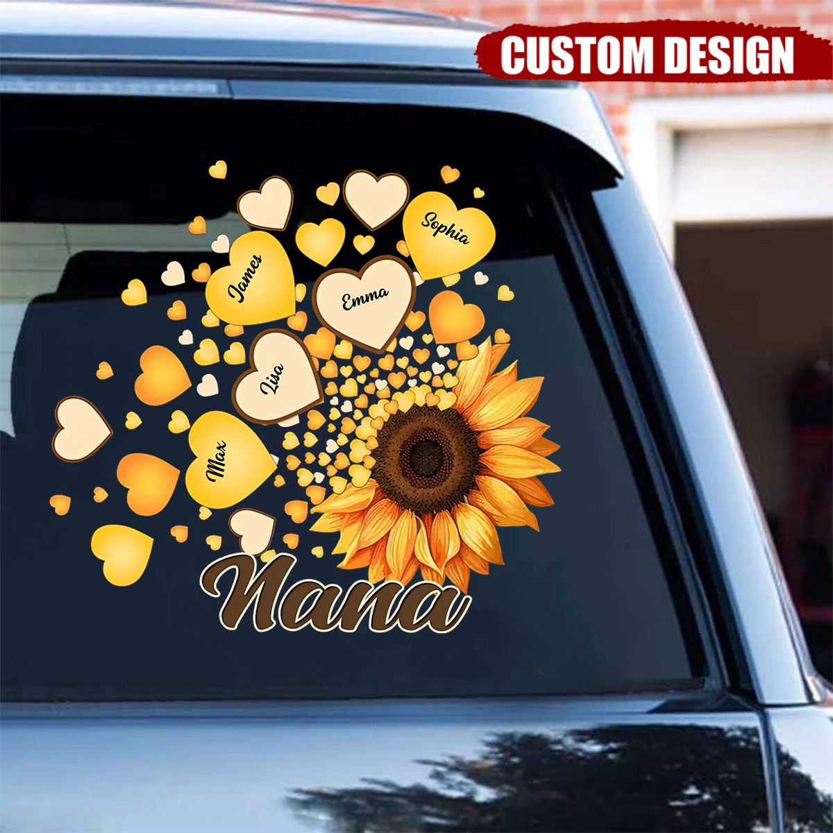Grandma Mom Kids Sunflower - Gift For Mother, Grandmother - Personalized Decal