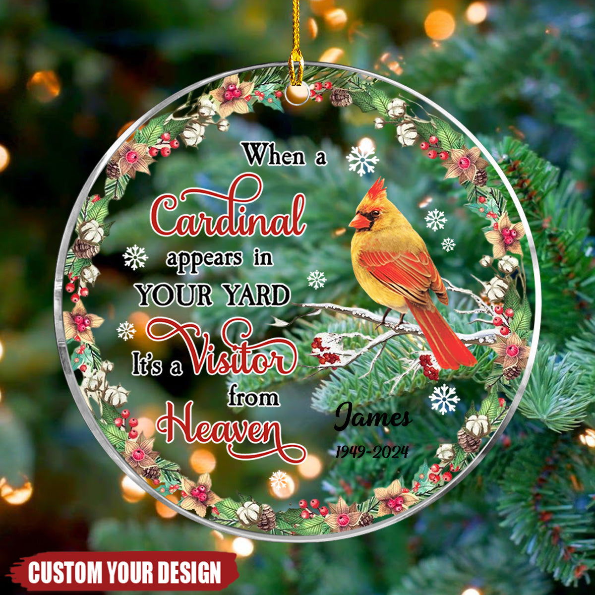 Cardinal Appears - Personalized Acrylic Ornament