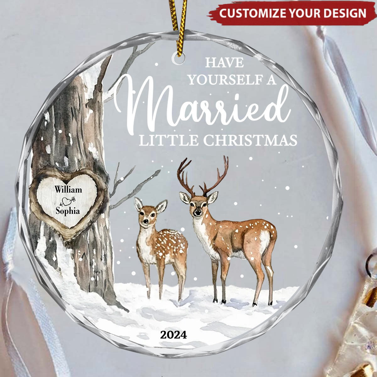 Married Little Christmas – Gift For Wedding Personalized Glass Ornament Holiday Decoration