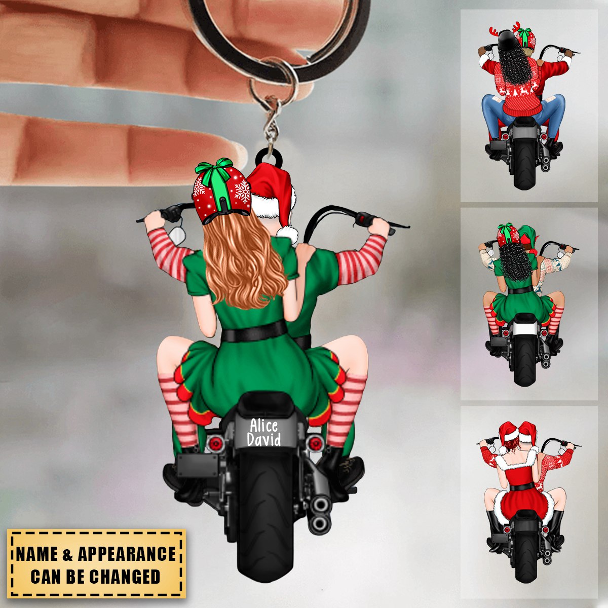 Personalized Acrylic Keychain, Christmas Motorcycle Couple, Christmas Gift For Motorcycle Lovers