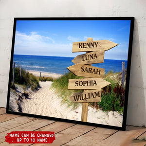Personalized Sandy Beach Poster Print with Family Names