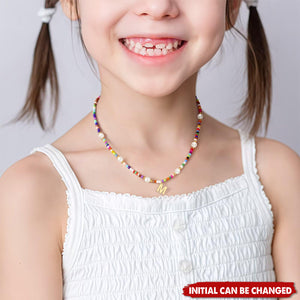 Pearl Beaded Choker Personalized Colorful Letter Initial Necklace