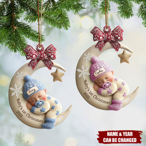 Baby’s First Christmas Ornament, Custom Moon Acrylic Keepsake