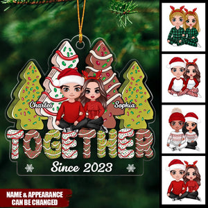 Christmas Tree Cakes Couple Sitting Together Personalized Ornament