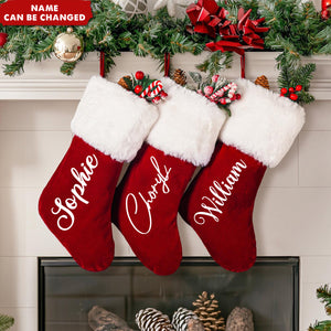 Personalized Red Velvet Christmas Stockings, Christmas Home Decor