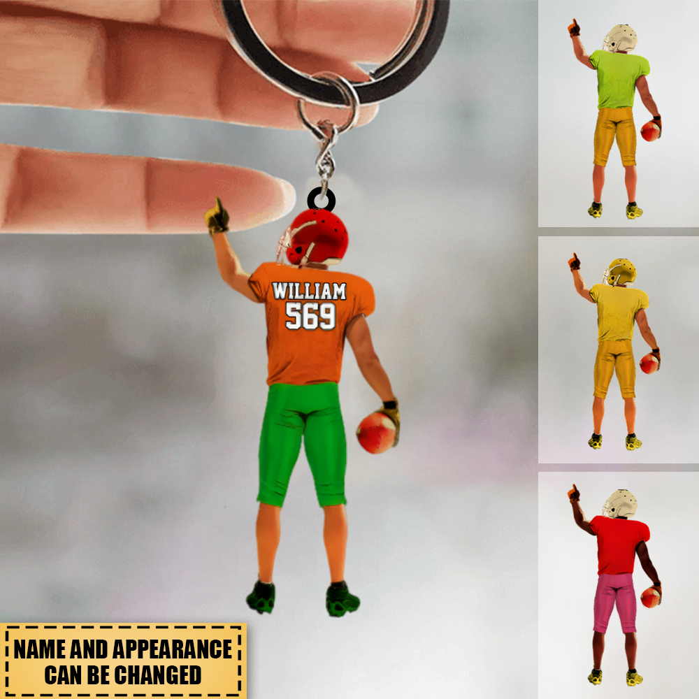 Football Keychain, with custom Name, Number & Appearance, American Football Gift, Gifts For American Football Players, Sport Gifts For Son, Football Lover Gifts