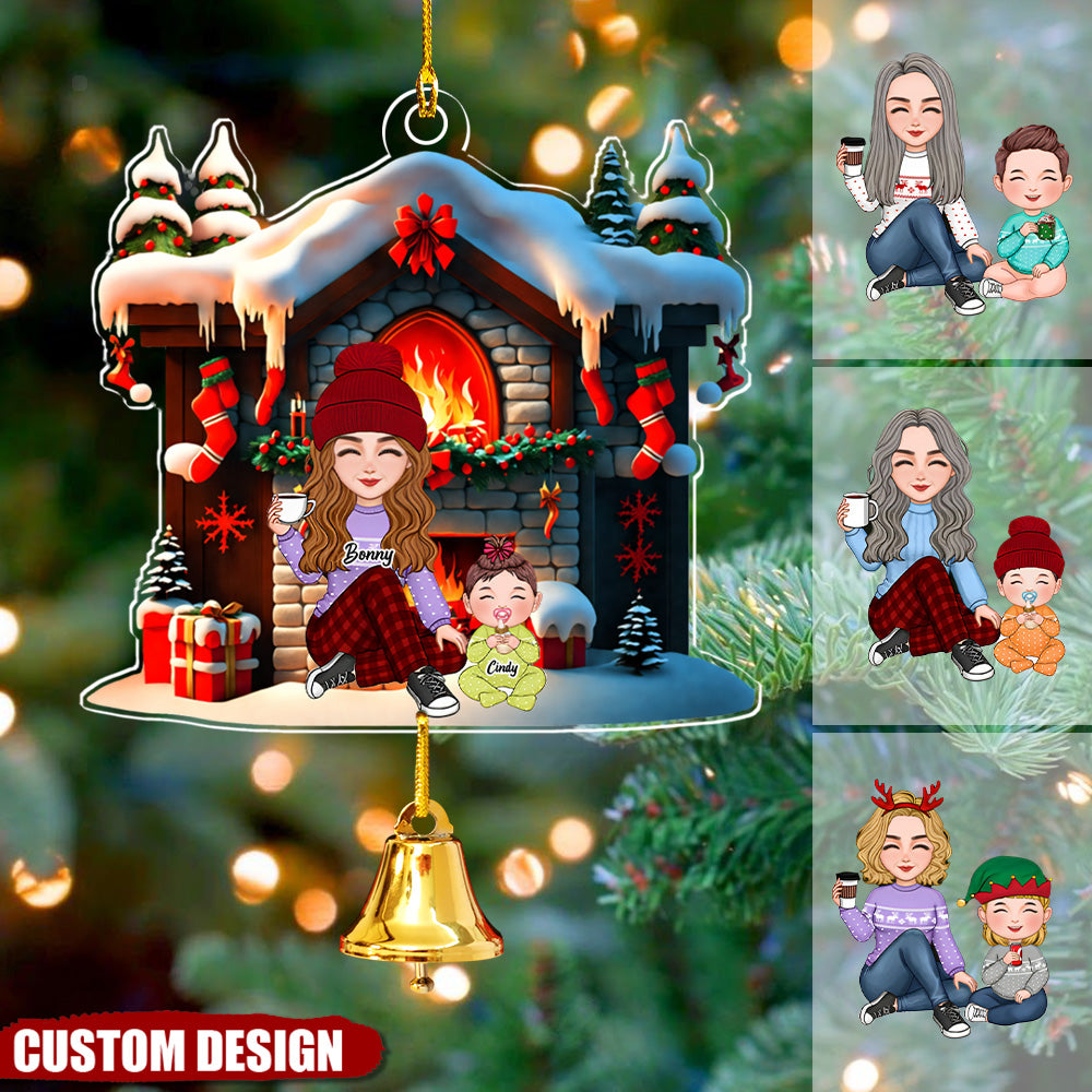 Cute Grandma & Grandkid Christmas Gift For Granddaughter Grandson Christmas Ring Bell Personalized Ornament