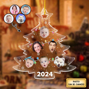 Custom Photo Christmas Tree Family - Personalized Custom Shaped Acrylic Ornament