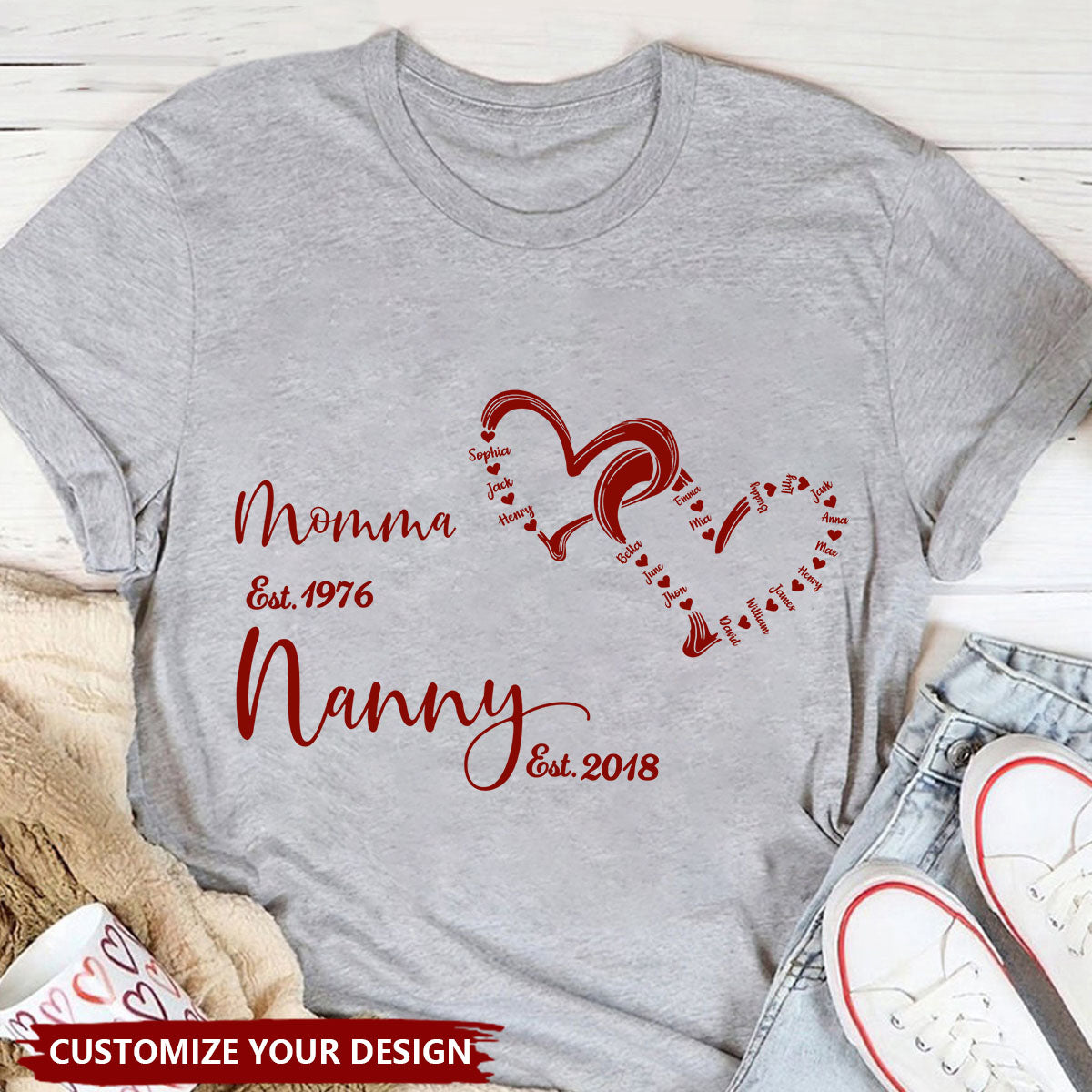 Mom Est Grandma Est - Personalized T-Shirt