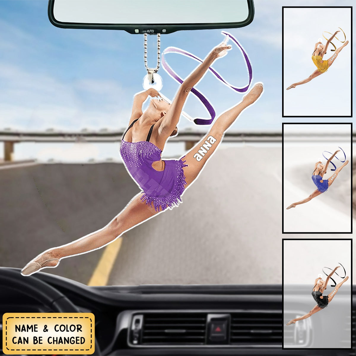 Personalized Gymnastics Girl Shaped Car Ornament