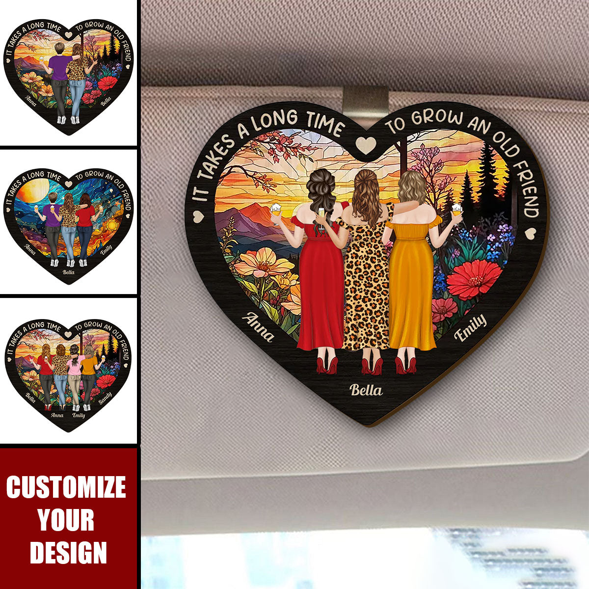 Bestie Old Friends Take Time To Grow - Personalized Custom Car Visor Clip