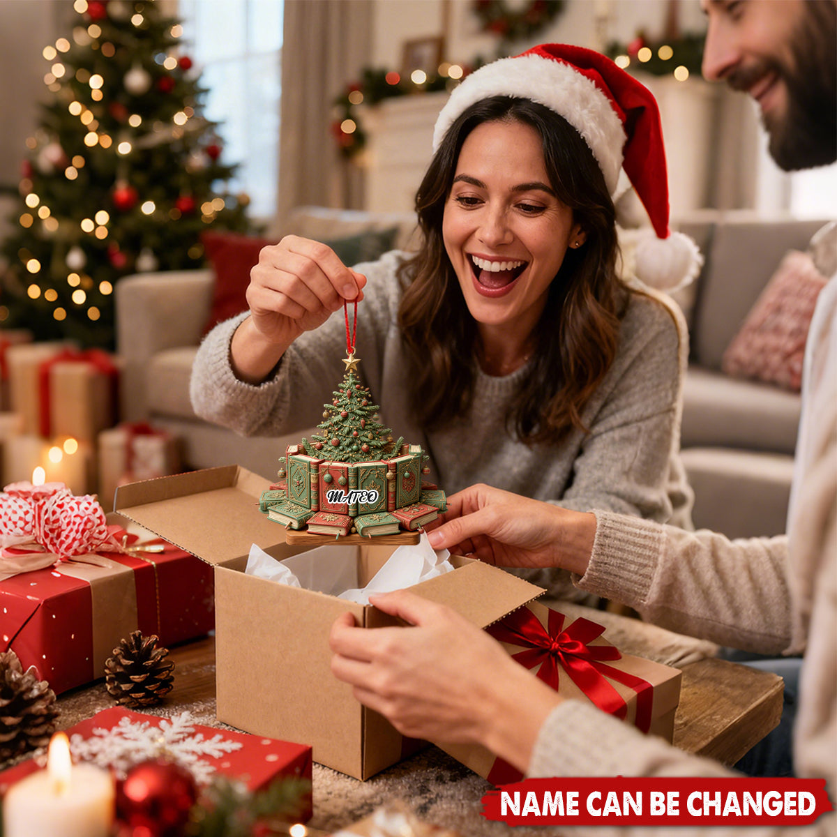 Personalized Bookish Christmas Book Tree Ornament - Gift for Librarian or Reader