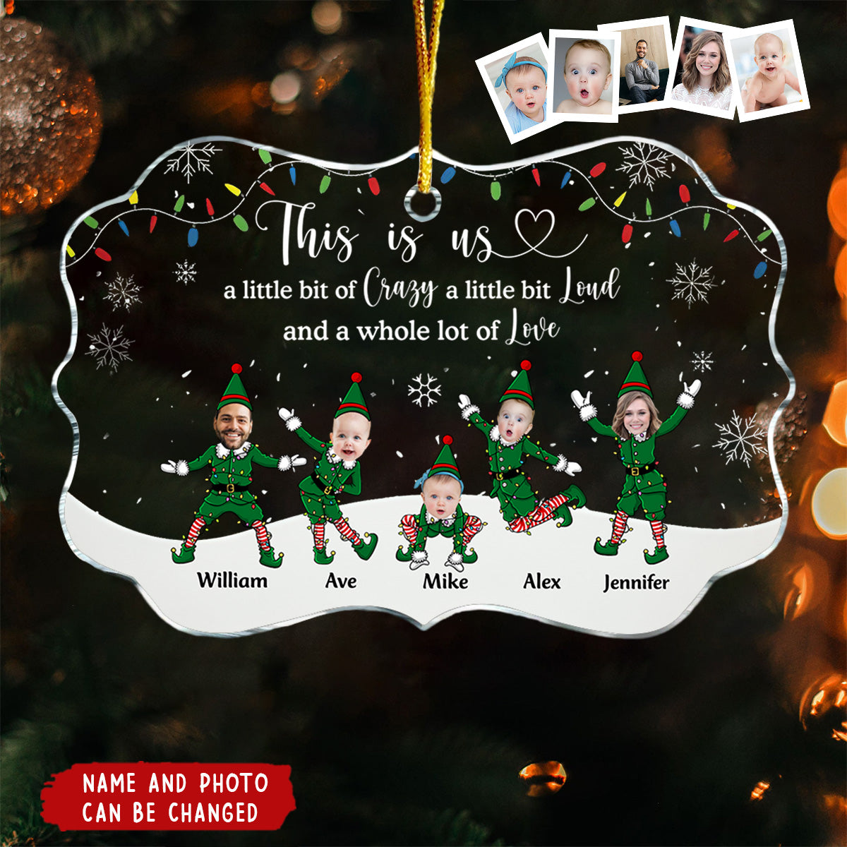 This Is Us Funny Elf Family - Personalized Acrylic Photo Ornament