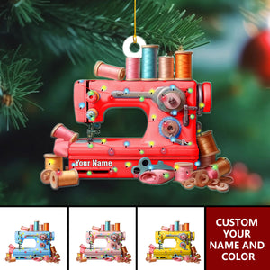 Personalized Sewing Christmas Ornament, Custom Name Sewing Acrylic Ornament, Sewing Machine Ornament Gifts For Sewing Lover