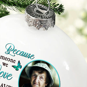 Family Memorial - Personalized Photo Glass Flat Ball Ornament