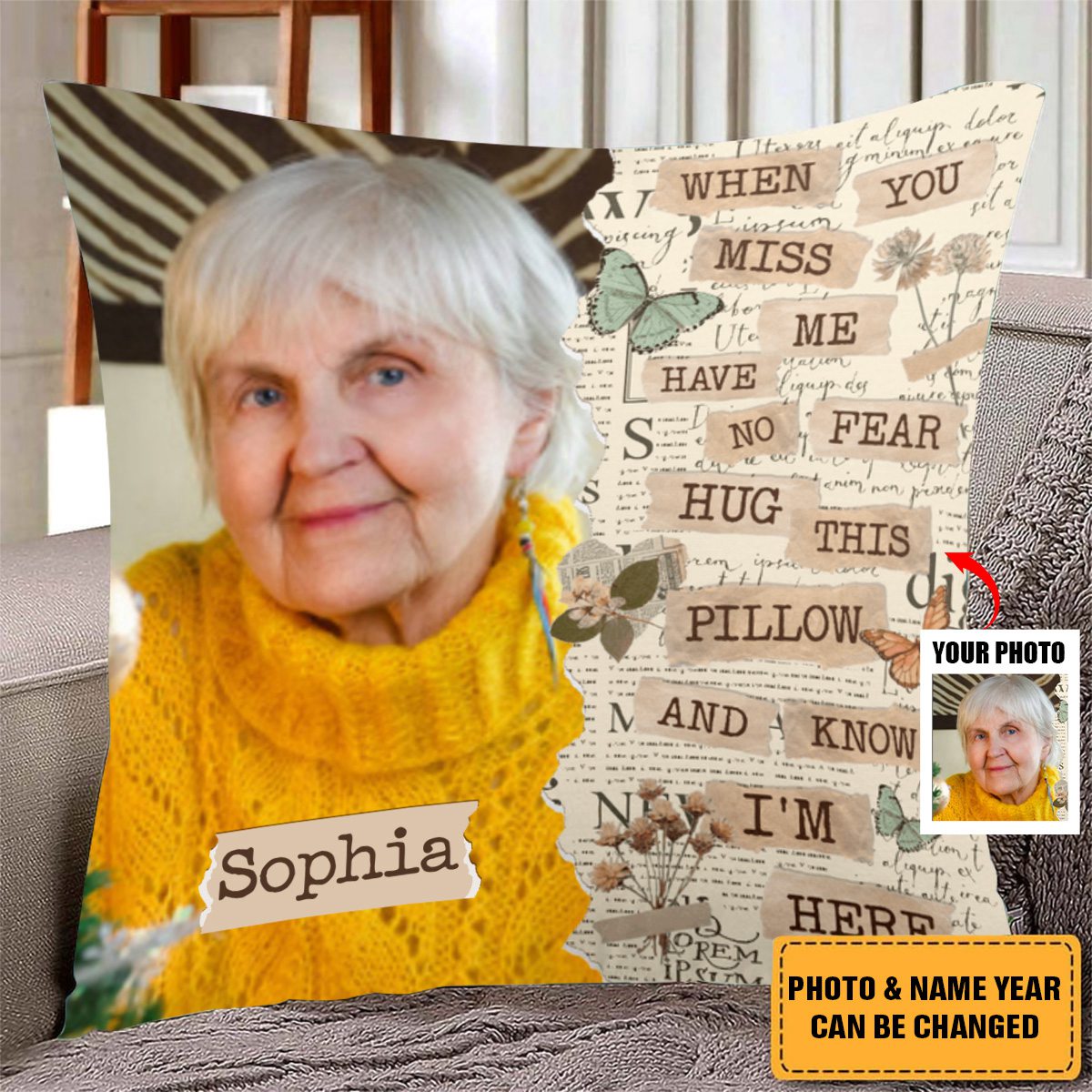 Memorial Hug This Pillow & Know I'm Here - Personalized Photo Pillow