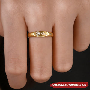Personalized Birth Flower Ring - Meaningful Gift For Mom, Grandma
